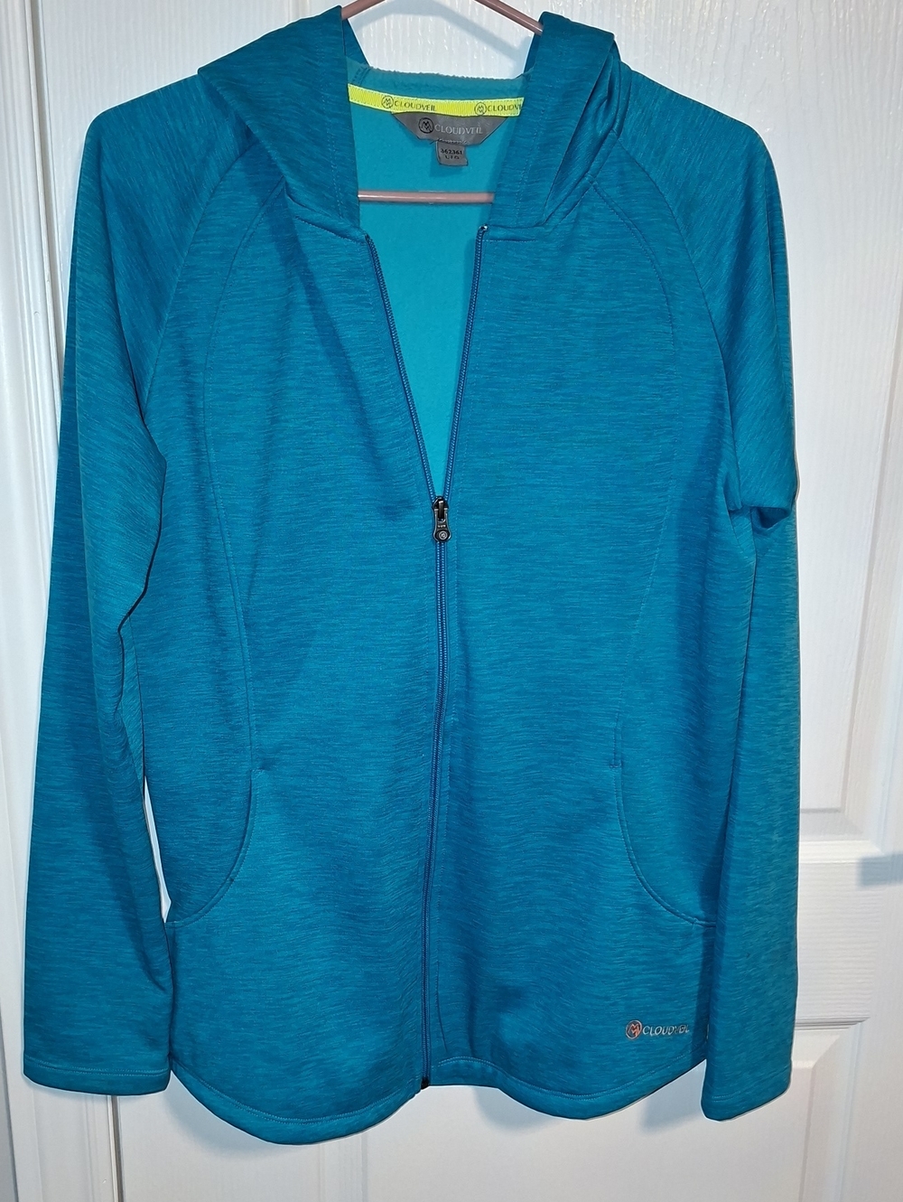 CLOUDVEIL Teal Green Fleece Lined Zip-Up Hoodie
